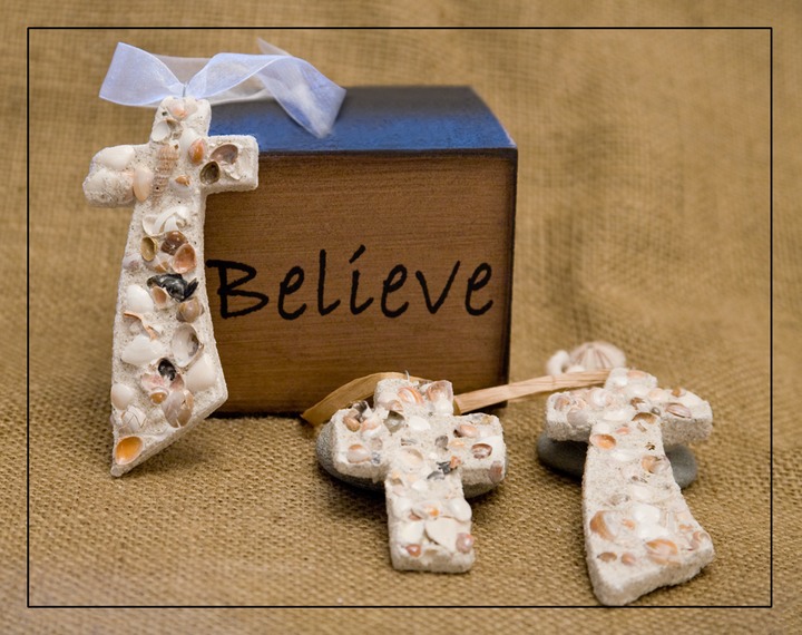 3 cross believe framed